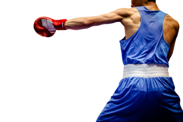 boxer in blue shorts and shirt direct hit