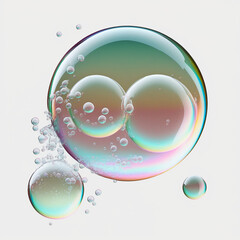 soap bubbles isolated on white, CREATED BY AI