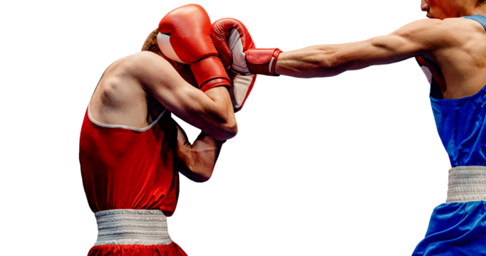 boxer lands left jab to head through his gloves