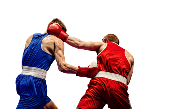 boxing match boxers exchange blows