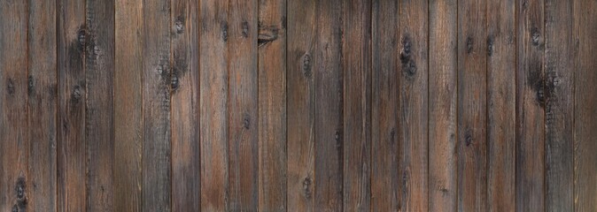 Vintage brown wood background texture with knots. An old painted wooden wall. Brown abstract background. Prerequisites for design