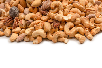 A group of almonds, pistachios, walnuts, macadamia, cashews.