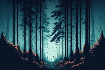 Endless forest landscape copy space, created with Generative AI technology