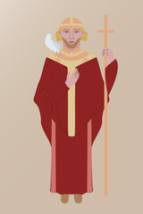 Saint David’s Day flat illustration. Saint patron of Wales. 1 March day 