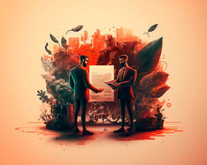 Fraudulent businesses. Companies with illegal contracts. Shady, risky and dangerous business. Bad people. Outlaw businessmen. Fraud ghosts. Illegality. Illegal contract signing.  Generative Ai. Dirty