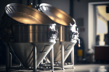Concept brewery plant production line. Generation AI