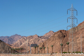Egypt, Abu Galum national park mountain desert with power station