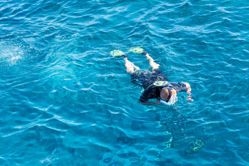Egypt - man snorkeling with mask in Red sea