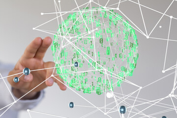 Molecular background with DNA. Network with connecting dots and lines. - connection