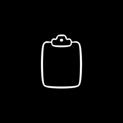 Vector icon hand drawn clipboard with to do list icon isolated on black background.