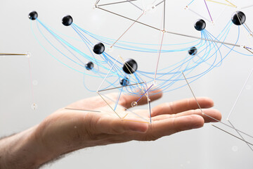 Global network. Blockchain. 3D illustration. Neural networks and artificial intelligence. Abstract  - connection