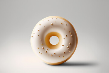 White milky cream donut on white background with generative ai technology