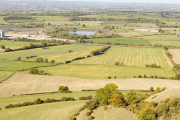 Fototapeta na wymiar Scenic Landscape View of Green Farmland Fields Seen From the Salisbury Plain in Wiltshire England