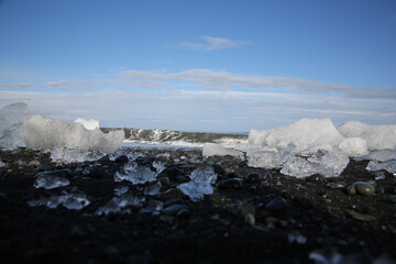 Diamond beach. ice chunks on the beach