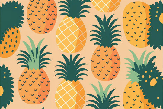 retro simple minimal pineapple positive pattern background - neutral universal colorful joyful holiday stock image illustration design