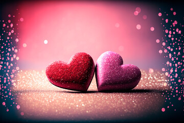 Fototapeta premium Valentine's Day Big Hearts with a Copy Space, Love is Love, Gift for Your Loved Ones