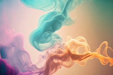 Fototapeta premium Abstract smoke pastel blue and orange colors background wallpaper - created with generative AI