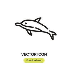 dolphin icon vector. Linear style sign for mobile concept and web design. dolphin symbol illustration. Pixel vector graphics - Vector.