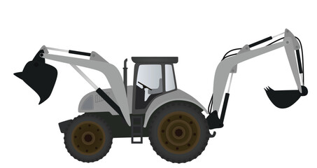 Grey bulldozer tractor. vector illustration