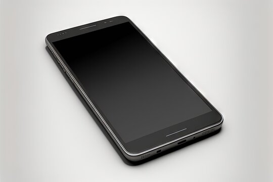  A Black Cell Phone Sitting On Top Of A White Table Top With A Black Screen On It's Side And A Black Back End.  Generative Ai