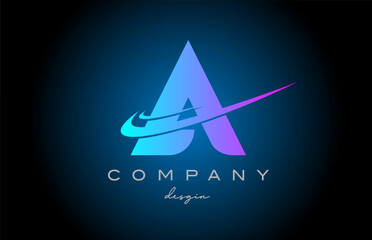 A pink blue alphabet letter logo with double swoosh. Corporate creative template design for company and business