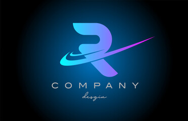 R pink blue alphabet letter logo with double swoosh. Corporate creative template design for company and business