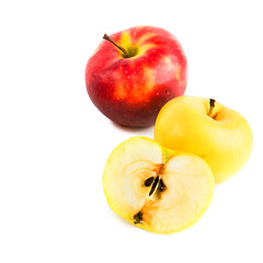 Ripe apples isolated on white . Free space for text.