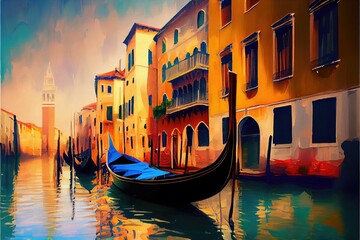 gondola, impressionism oil painting, generative AI Art