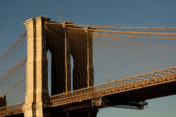 Close up view of the Brooklyn Bridge