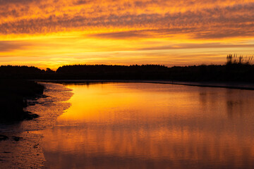 golden sunset on the river