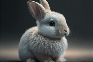 Curious baby bunny. Cute little bunny. Cute white little bunny sitting. generative AI