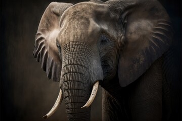 Naklejka na ściany i meble portrait of an elephant - generative ai