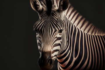 Fototapeta na wymiar zebra close up portrait - generative ai