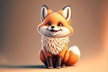 cute fox cartoon - generative ai