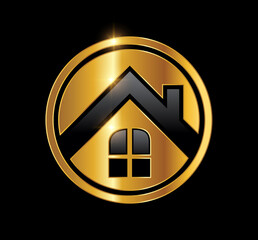 Golden Home Real Estate Logo Vector icon