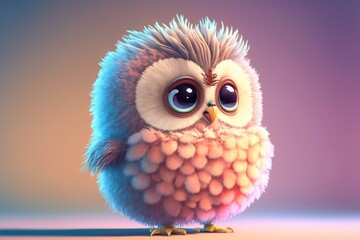cute and fluffy owl - generative ai