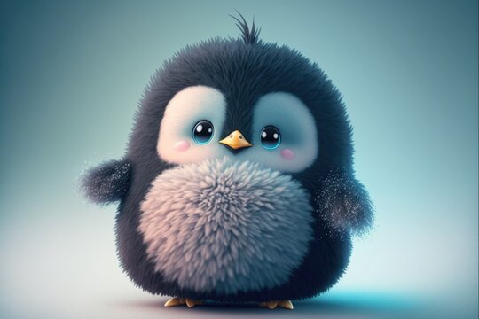 fluffy and cute penguin - generative ai