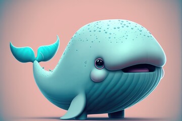 Cartoon whale character illustration - generative ai