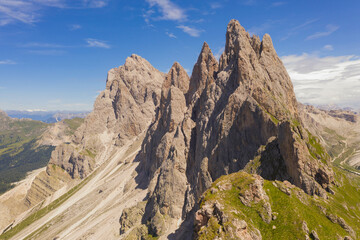 Drone photography of dolomite mountain range