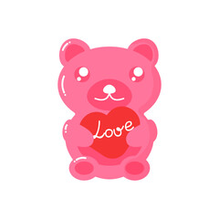 icon bear sweet. on a white background. vector illustration. happy valentine day