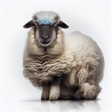 Finnsheep sheep breed isolated on white background. Generative AI