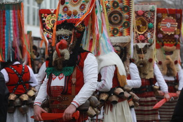 Fototapeta na wymiar International masquerade festival Surva in Pernik, Bulgaria