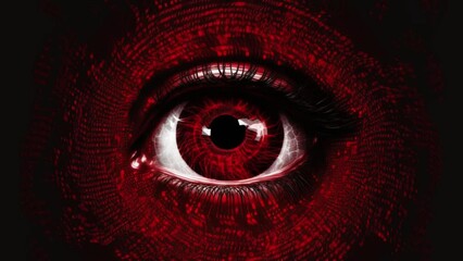 Cinemagraph of electronic red eye moving
