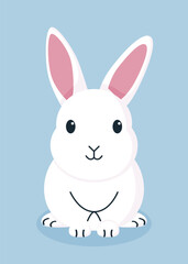 Obraz premium White bunny on a blue background 