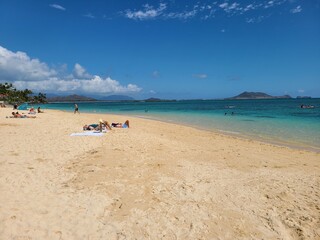 Shores of Lanikai Beach in Oahu, Hawaii