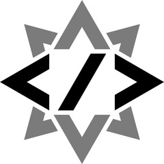coding icon forming a star. for the coding, programming, or PC community symbol.
