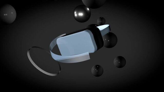 3d animation. Virtual and augmented reality glasses in a fantastic abstract setting. Technologies and innovations of the future.