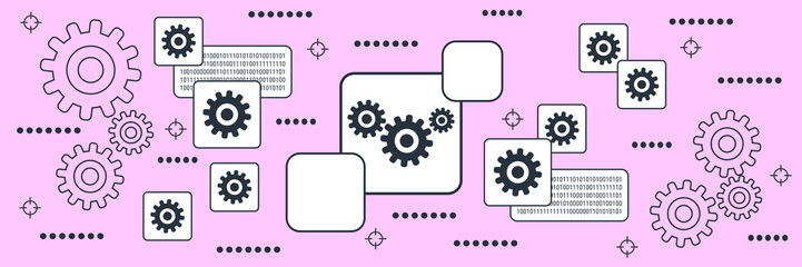 Information processing, data computing flat contour style vector concept illustration
