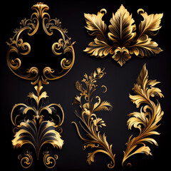 Generative AI: beautiful gold damask vintage texture