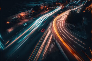 Long exposure Car Lights on Road